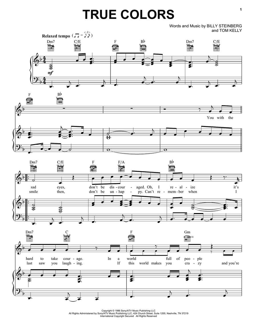 True Colors Acoustic Guitar scores gallery preview page 1
