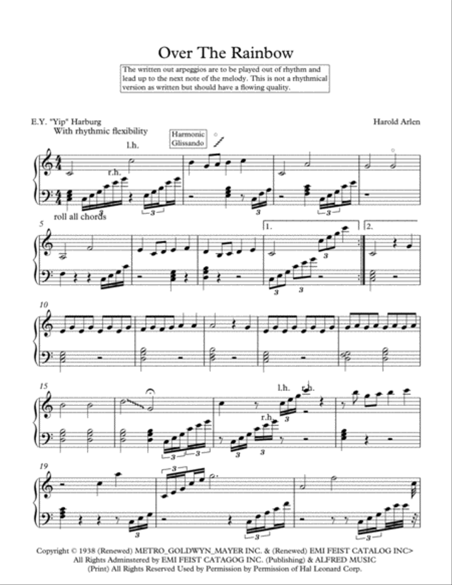 Over The Rainbow (from The Wizard Of Oz) Harp scores gallery preview page 2