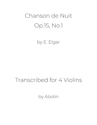 Book cover for Elgar: Chanson de Nuit - Violin Quartet