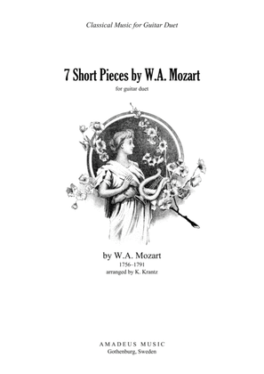 Book cover for 7 short pieces by W.A. Mozart arranged for guitar duet