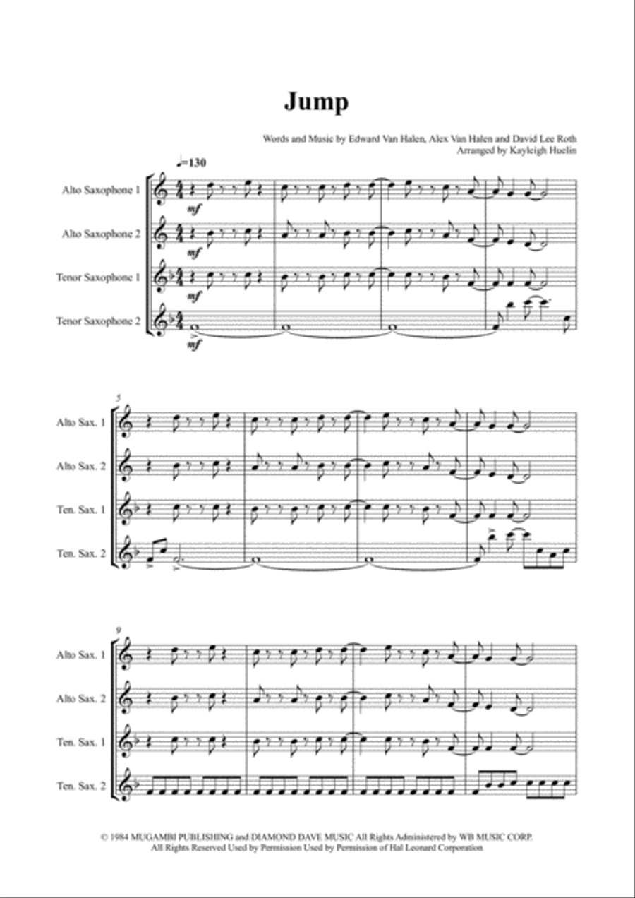Jump Saxophone Quartet scores gallery preview page 1