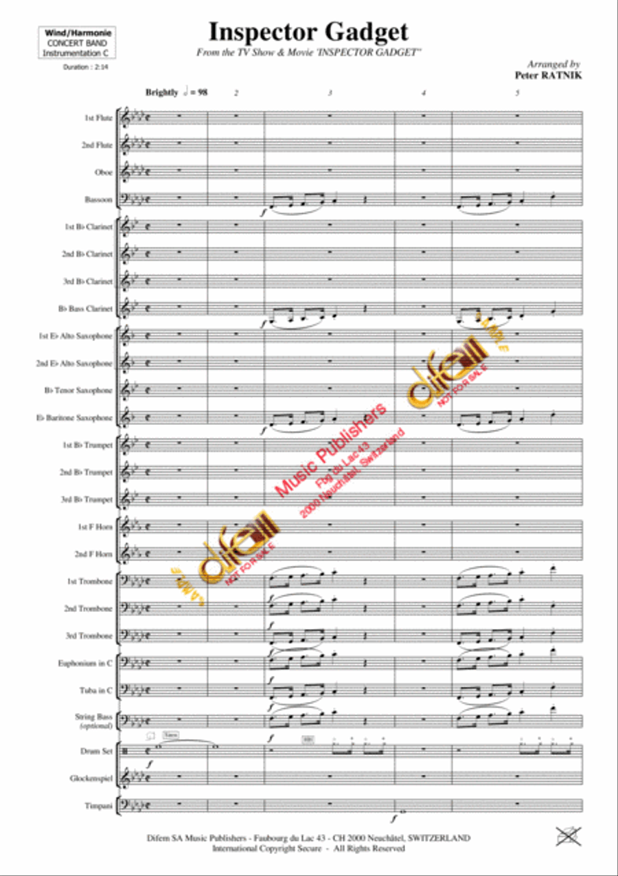 Theme from Inspector Gadget Concert Band scores gallery preview page 2