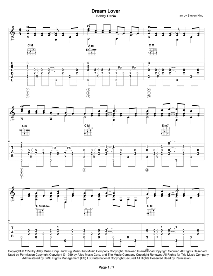 Dream Lover Dream Lover Electric Guitar scores gallery preview page 1