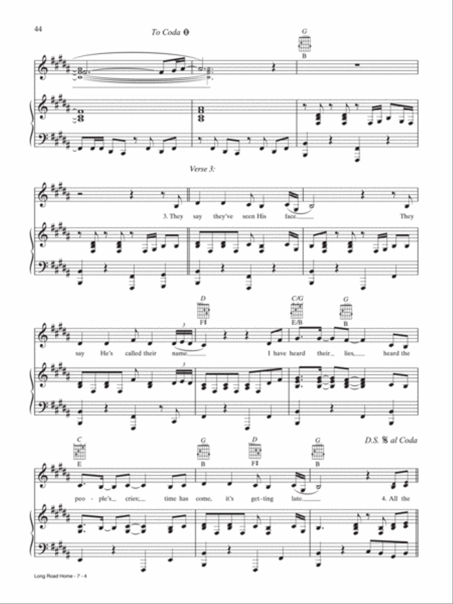 Long Road Home Long Road Home Piano, Vocal, Guitar scores gallery preview page 4