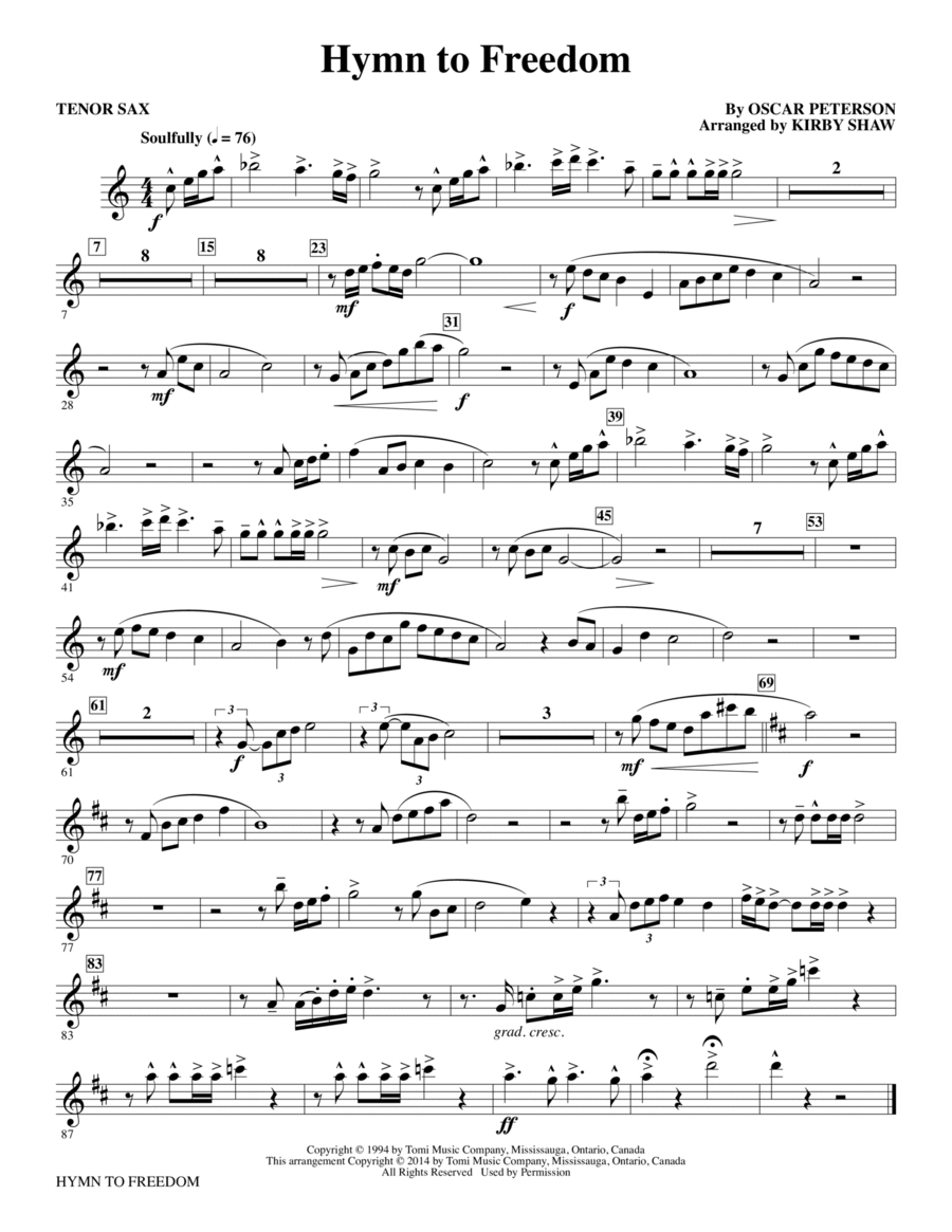 Hymn to Freedom (arr. Kirby Shaw) - Tenor Sax