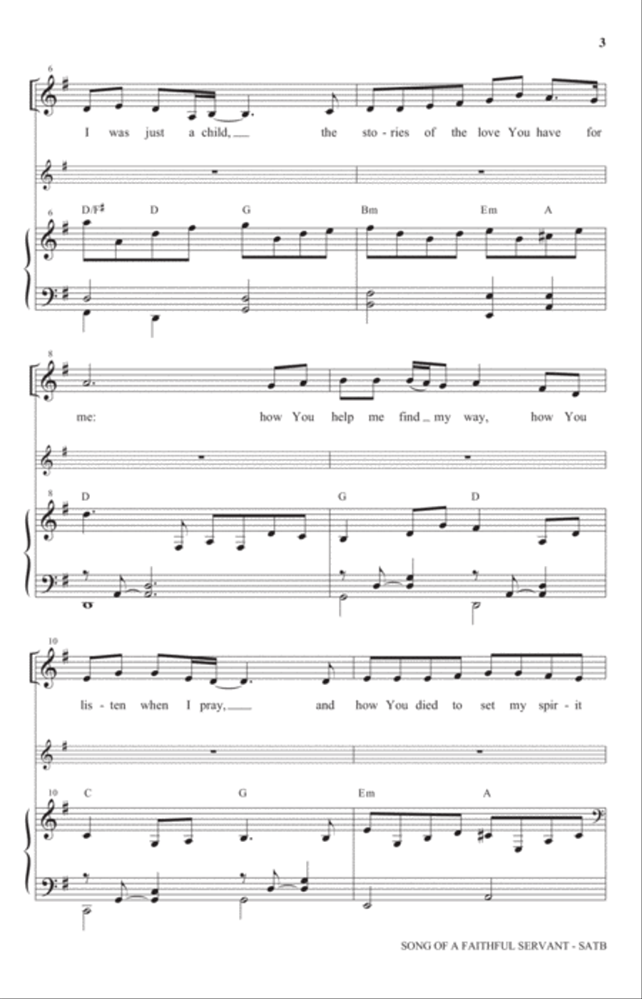 Song Of A Faithful Servant 4-Part scores gallery preview page 2