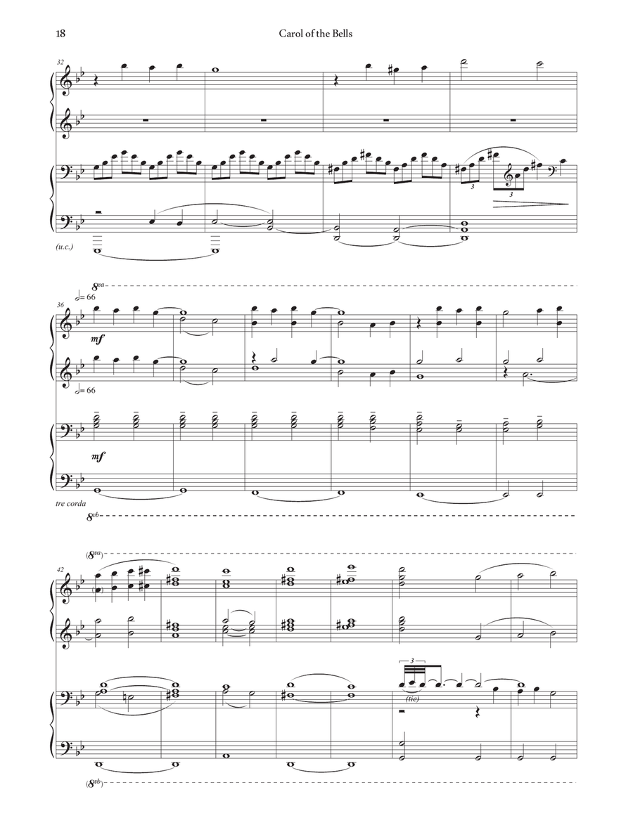 Carol of the Bells (Piano Duet) Piano Duet scores gallery preview page 4