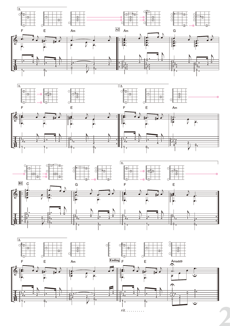Gleensleeves [simple version] Guitar Solo scores gallery preview page 2