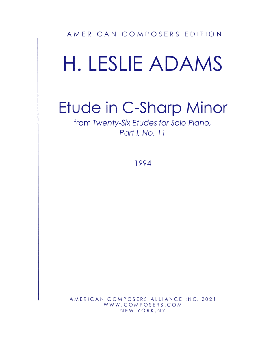 [Adams] Etude in C Sharp Minor (Part I, No. 11) Piano Method scores gallery preview page 1