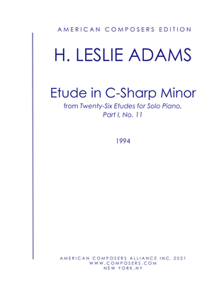 Book cover for [Adams] Etude in C Sharp Minor (Part I, No. 11)