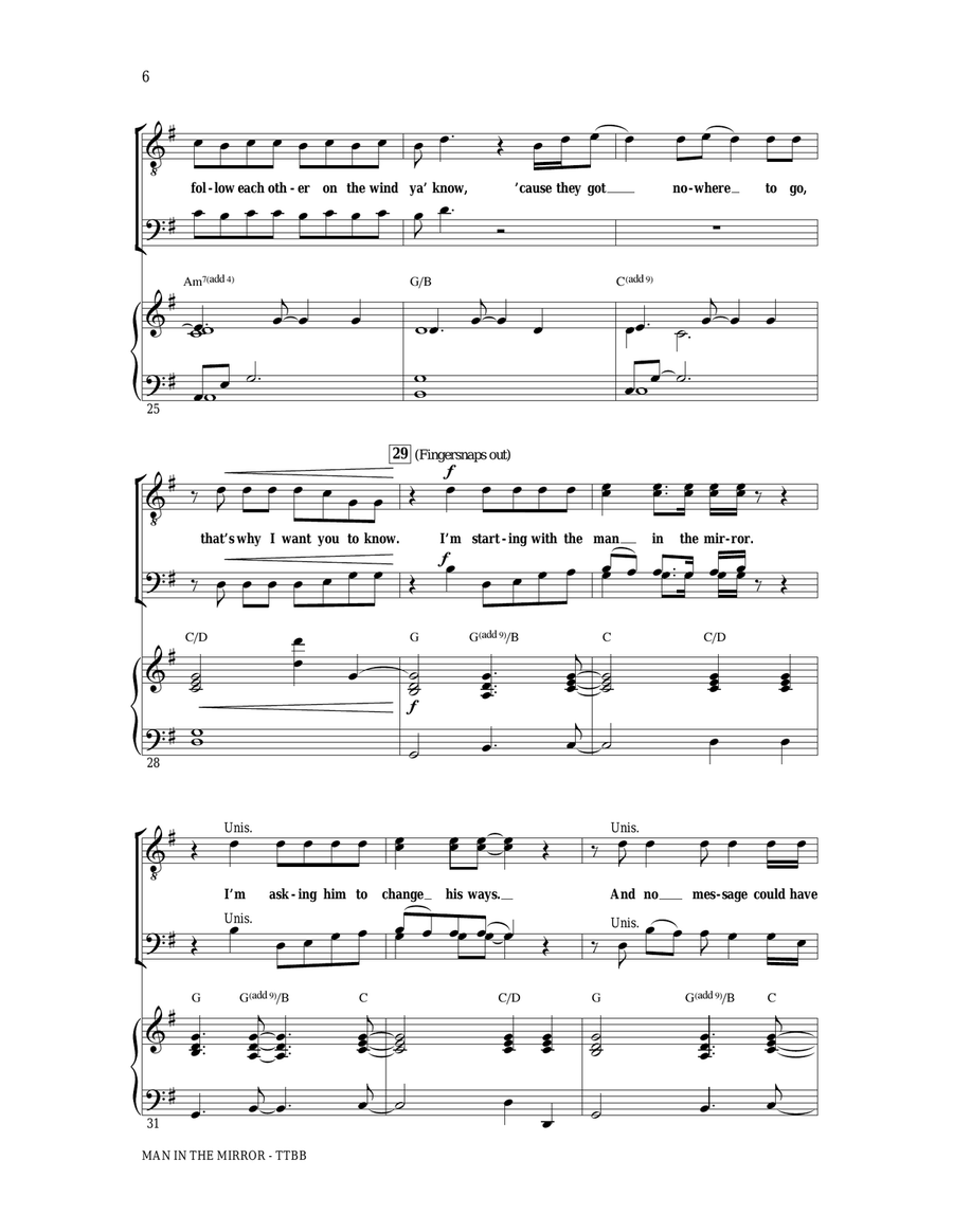 Man In The Mirror (arr. Ed Lojeski) TTBB scores gallery preview page 4