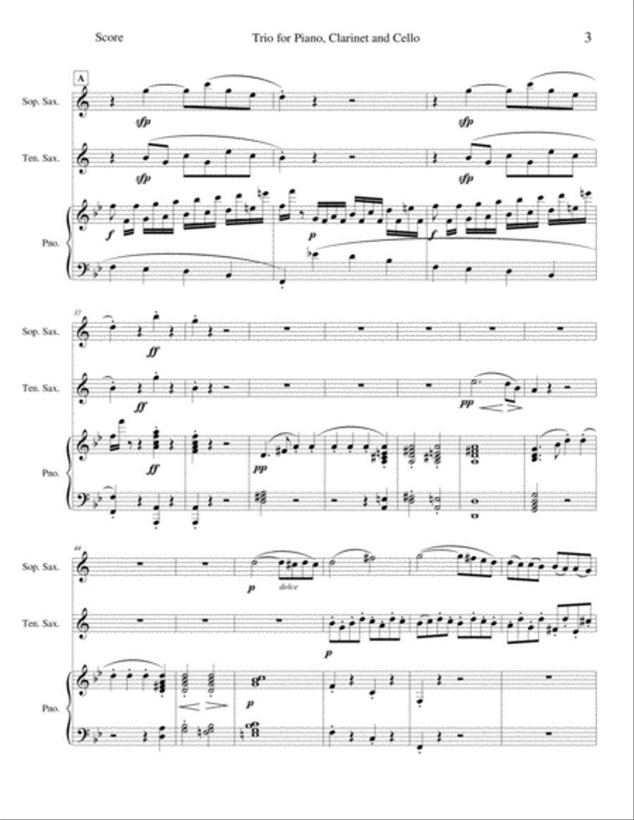 Trio for Piano, Clarinet and Cello Clarinet scores gallery preview page 3