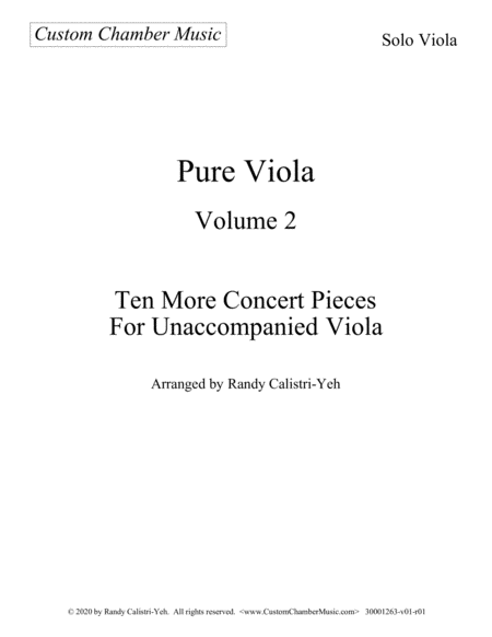 Pure Viola Volume 2: Ten More Concert Pieces for Unaccompanied Viola (solo viola) image number null