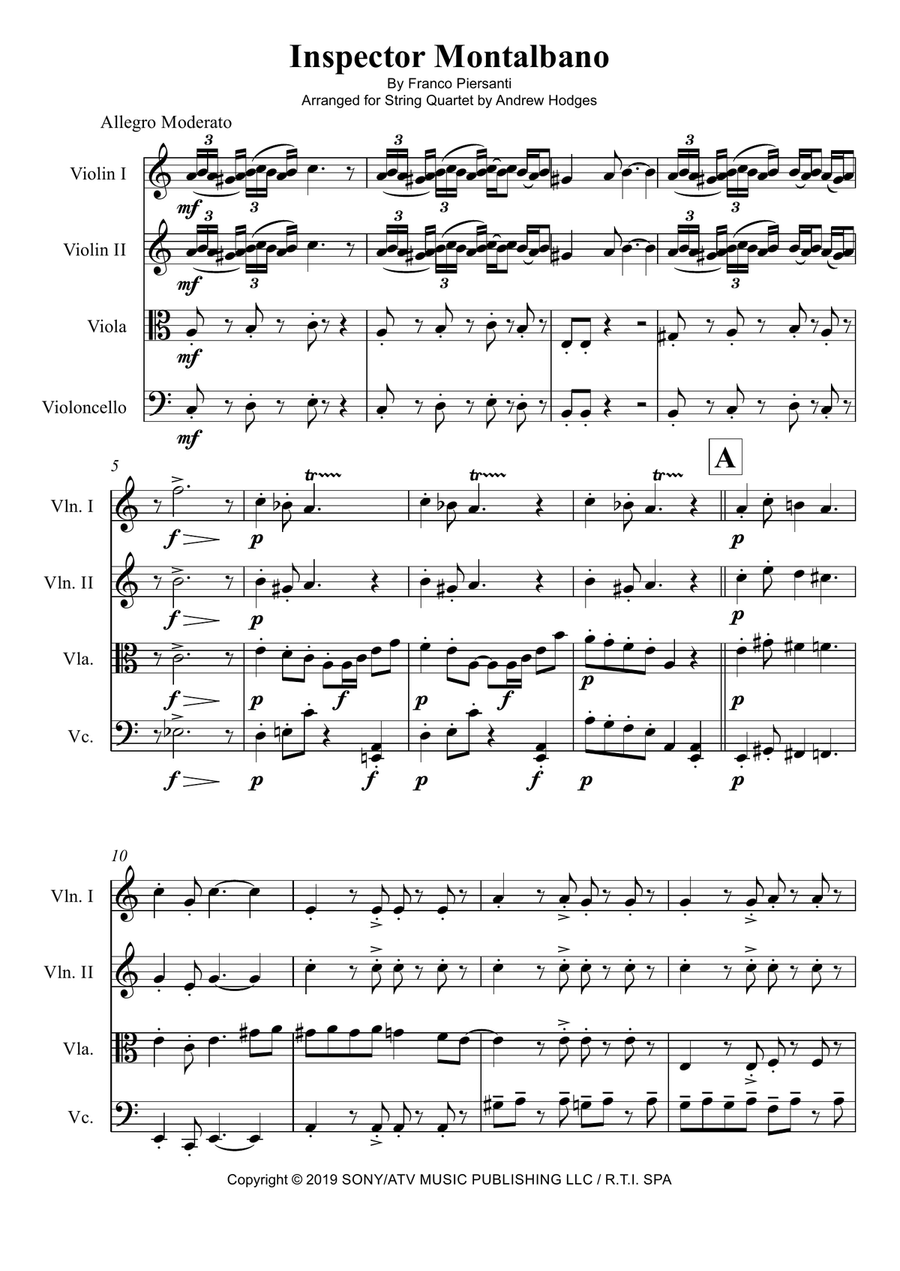 Commissario Montalbano String Quartet scores gallery preview page 1