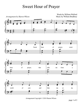 Book cover for Sweet Hour of Prayer (Two Octave, Early-Intermediate Piano Solo)