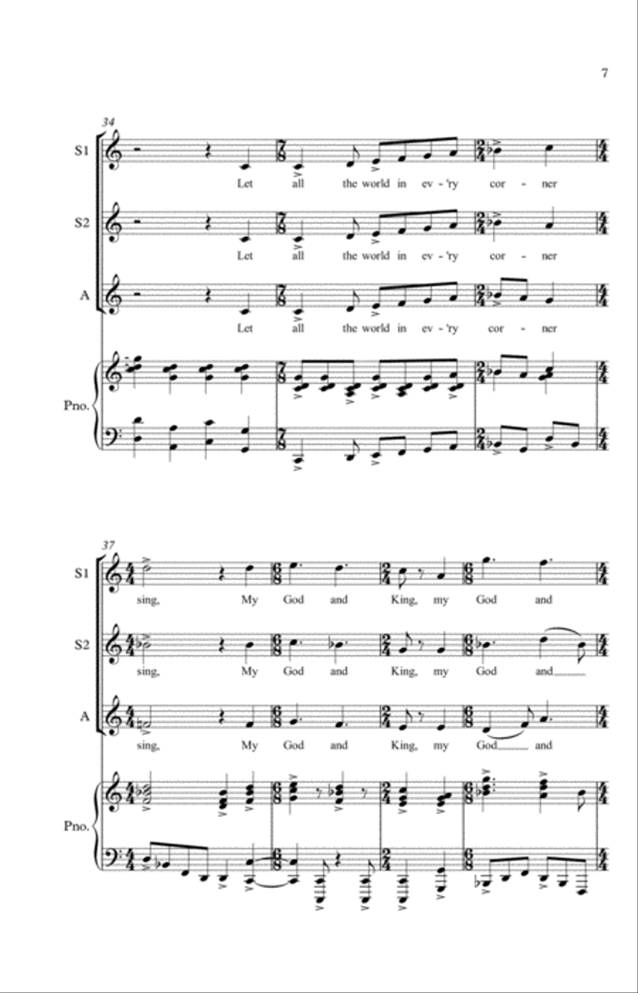 Let All the World in Every Corner Sing SSA scores gallery preview page 6