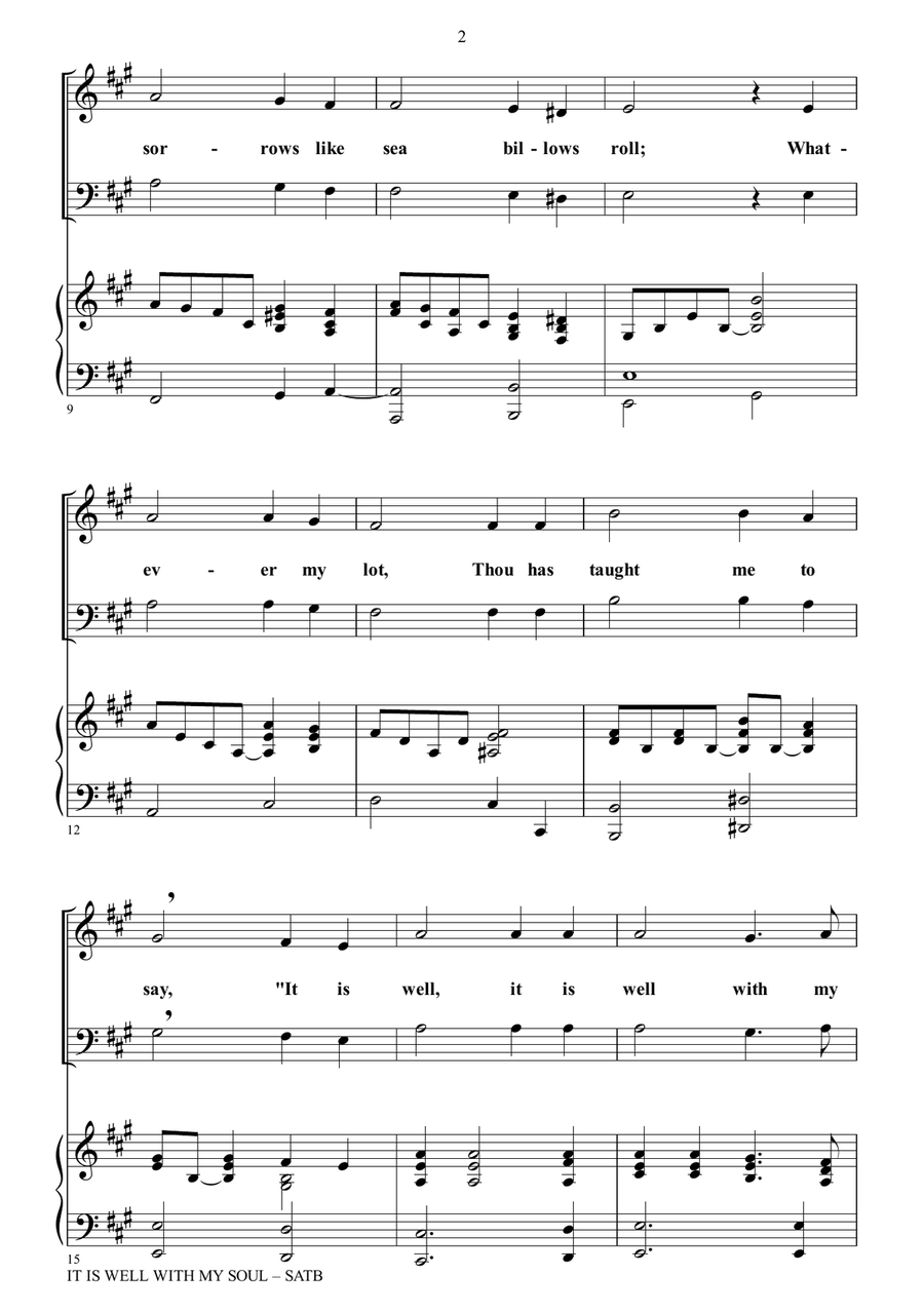 IT IS WELL WITH MY SOUL (Choir – SATB with Piano) 4-Part scores gallery preview page 3