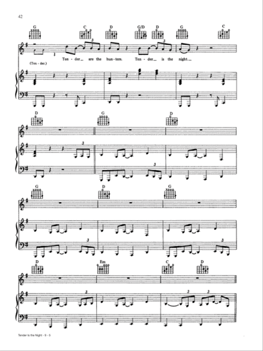 Tender is the Night Piano, Vocal, Guitar scores gallery preview page 5