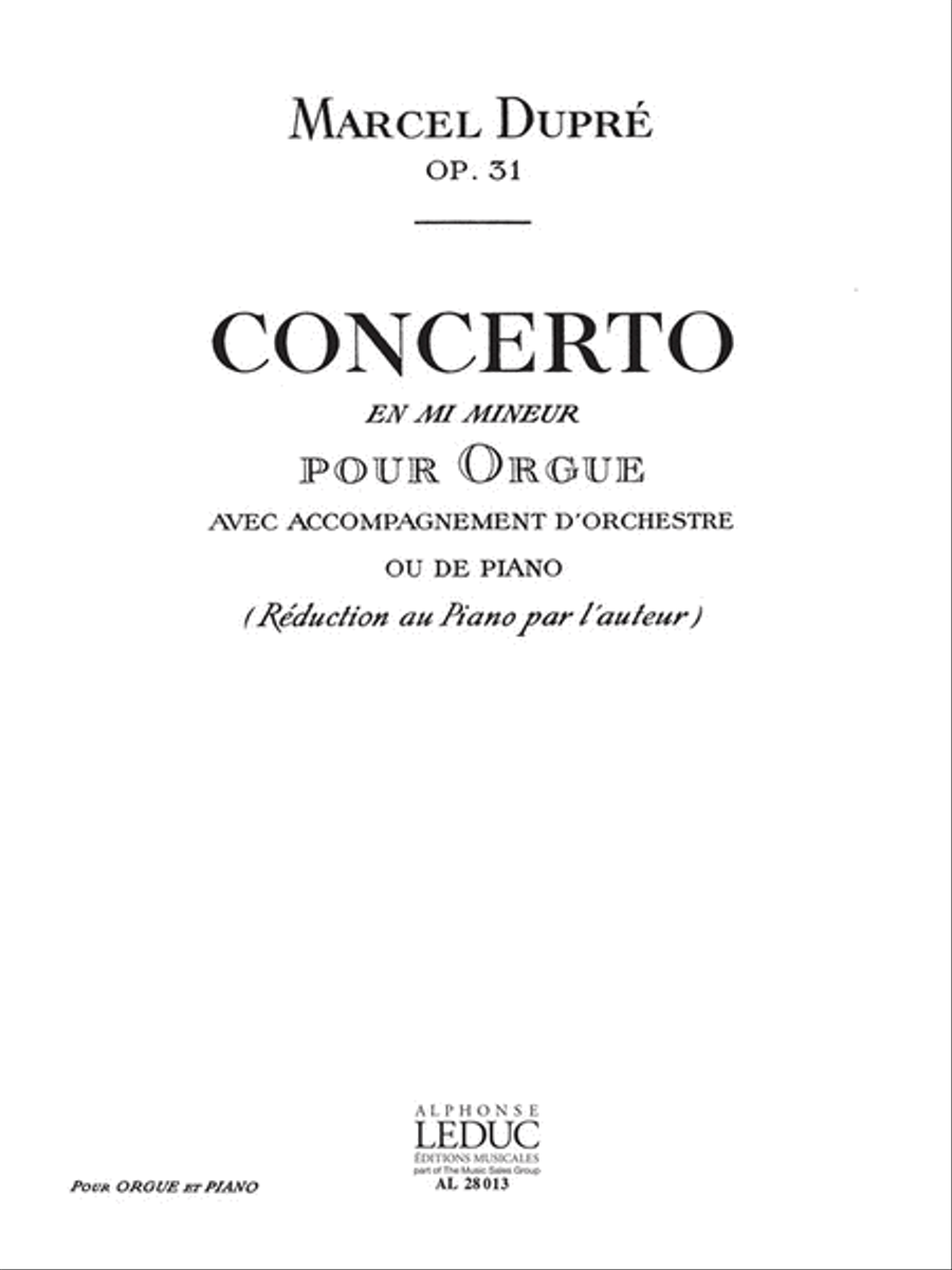 Concerto Op.31 In E Minor (organ & Piano)