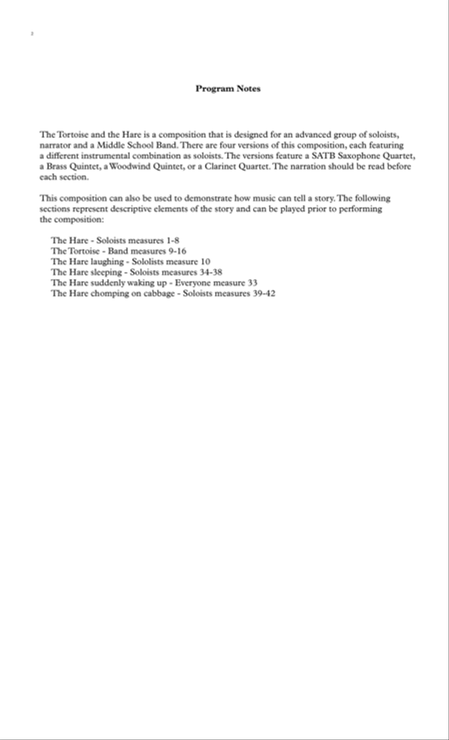 The Tortoise and the Hare for Advanced Woodwind Quintet Soloists and Middle School Band Concert Band scores gallery preview page 2