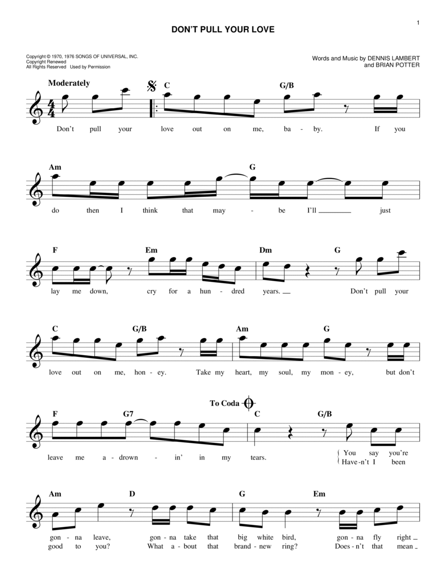 Don't Pull Your Love Don't Pull Your Love Piano scores gallery preview page 1