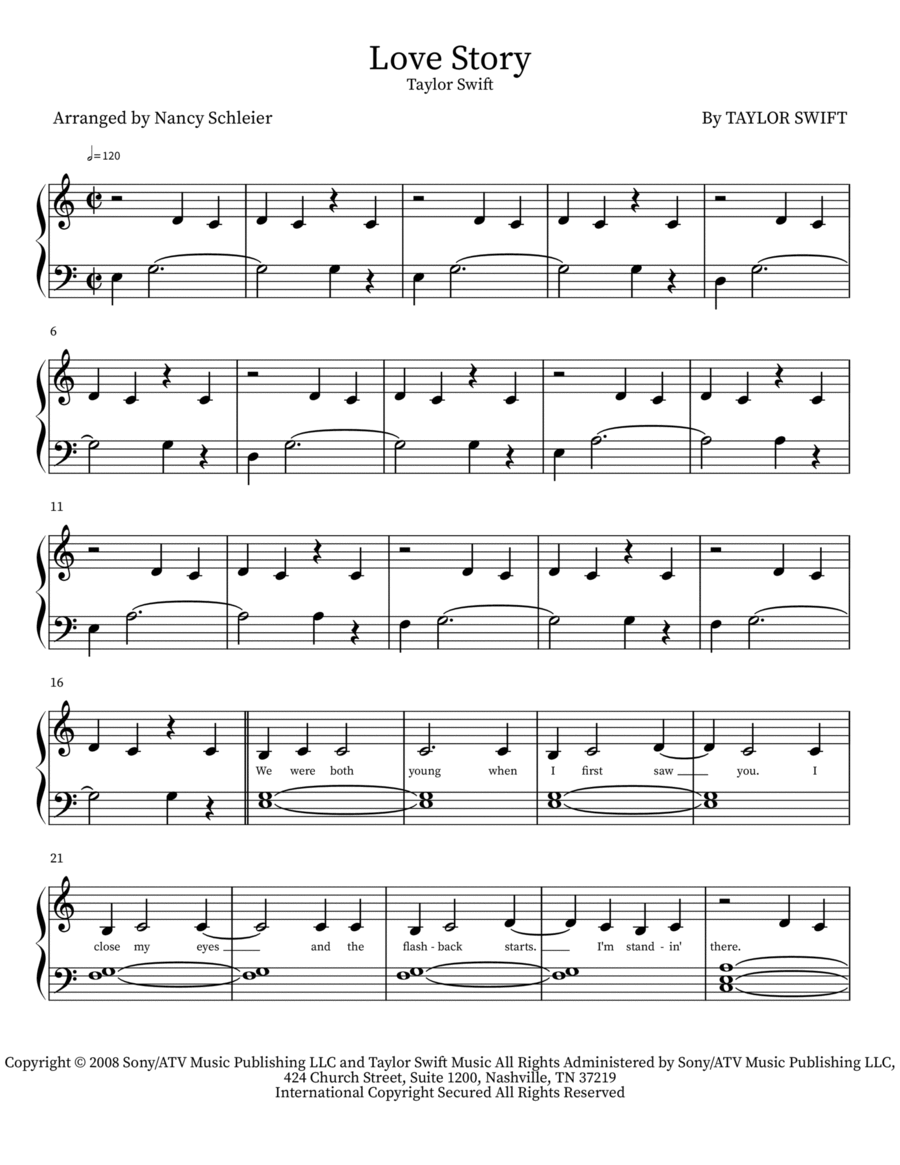 Love Story Easy Piano scores gallery preview page 1