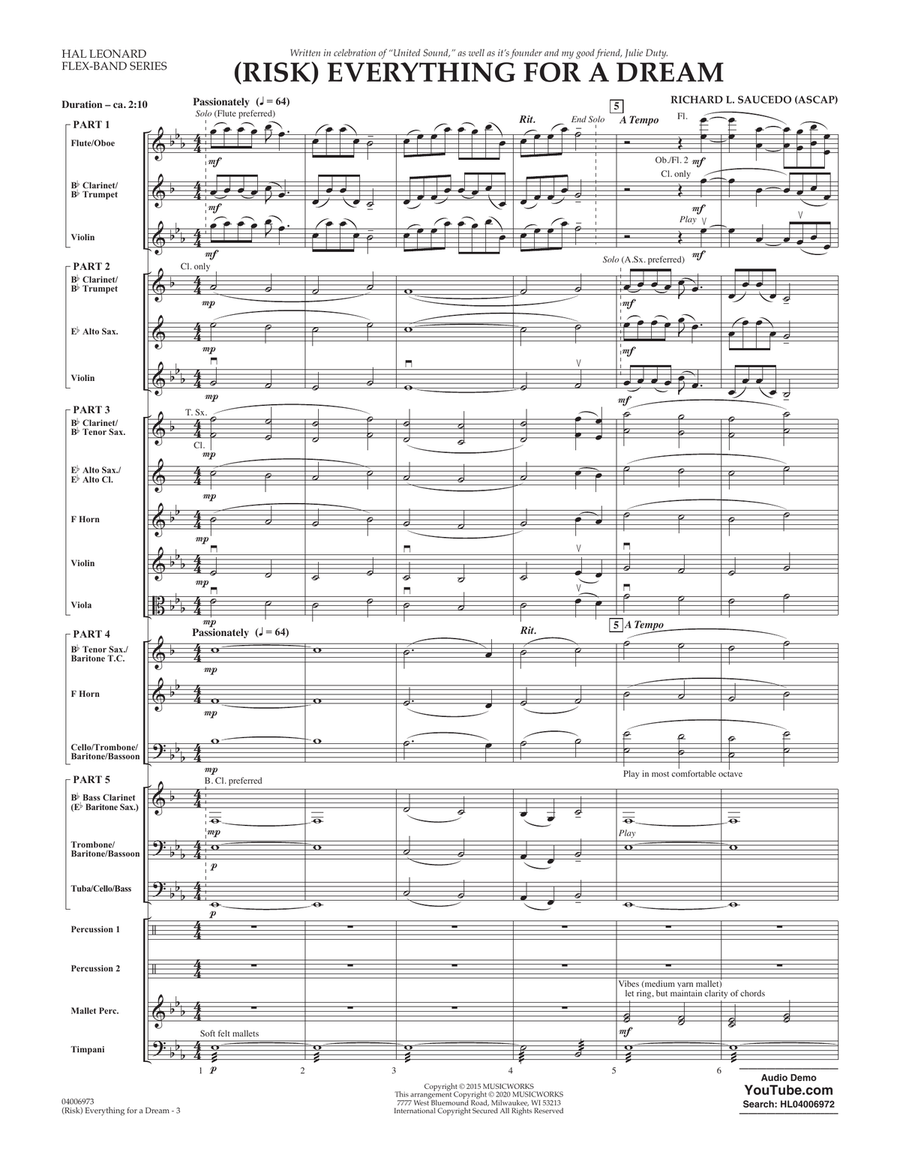 (Risk) Everything for a Dream - Conductor Score (Full Score) Concert Band scores gallery preview page 3
