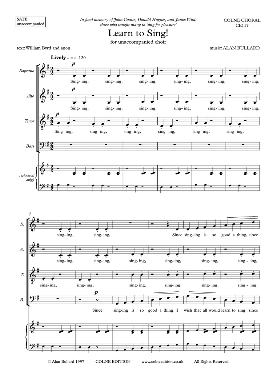 Learn to Sing! (SATB unaccompanied) by Alan Bullard 4-Part - Digital Sheet Music