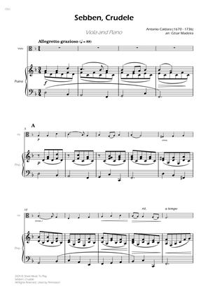 Sebben, Crudele - Viola and Piano (Full Score)