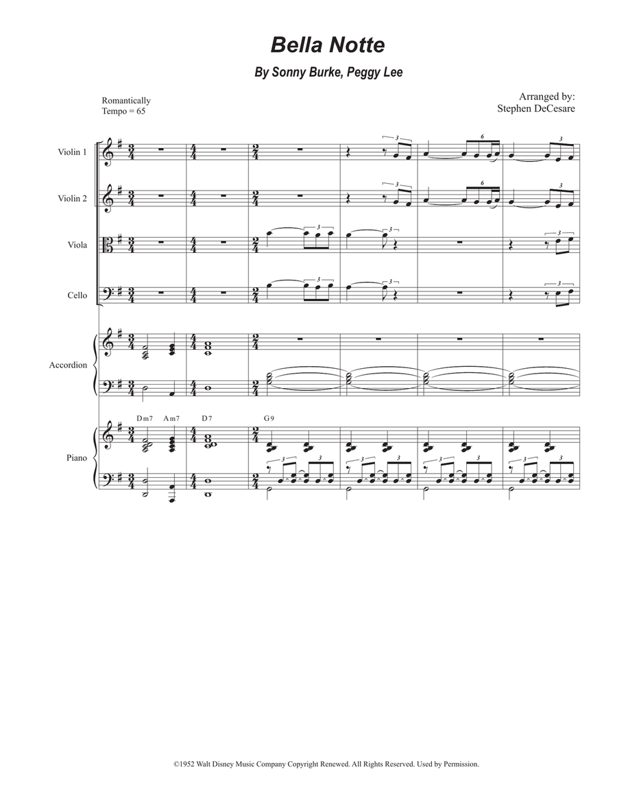 Bella Notte Bella Notte String Quartet scores gallery preview page 1