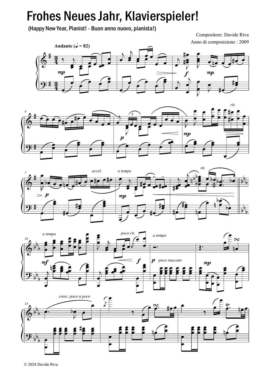 Frohes Neues Jahr, Klavierspieler! Piano Solo scores gallery preview page 1