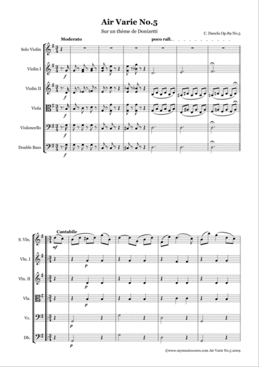 Dancla Air and Variations Op.89 No.5 String Orchestra scores gallery preview page 2