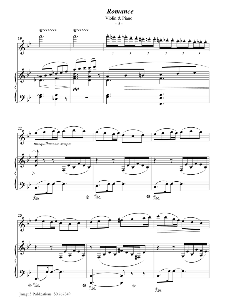 Fauré: Romance Op. 28 for Violin & Piano Violin Solo scores gallery preview page 3