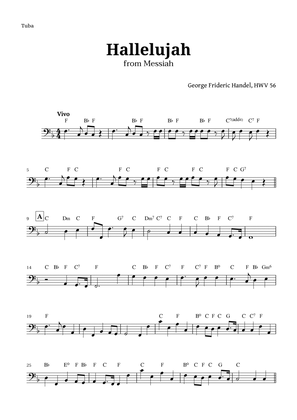 Book cover for Hallelujah by Handel for Tuba with Chords