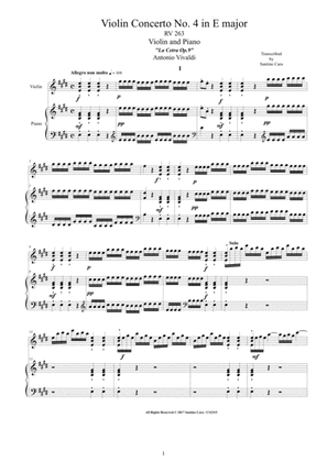 Vivaldi - Violin Concerto No.4 in E major RV 263 Op.9 for Violin and Piano