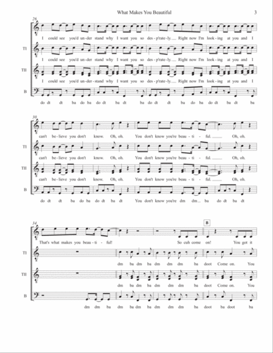 What Makes You Beautiful TTBB scores gallery preview page 3