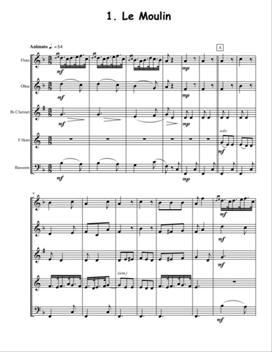 Six French Songs for Woodwind Quintet Woodwind Quintet scores gallery preview page 3