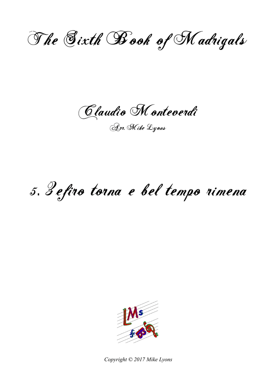 Monteverdi - The Sixth Book of Madrigals - 05. Zefiro torna e bel tempo rimena Brass Ensemble scores gallery preview page 1