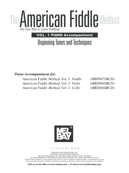The American Fiddle Method Vol. 1, Piano Accompaniment