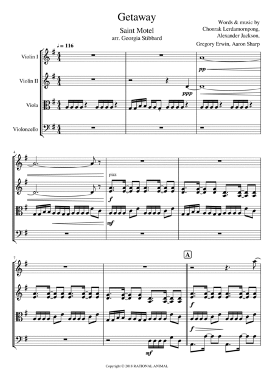 Getaway String Quartet scores gallery preview page 1