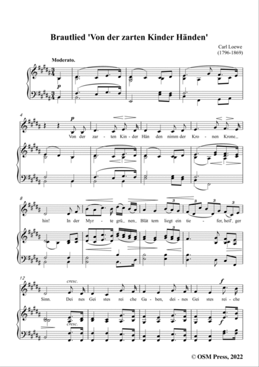 Loewe-Brautlied Von der zarten Kinder Handen,in B Major,for Voice and Piano Voice Solo scores gallery preview page 3