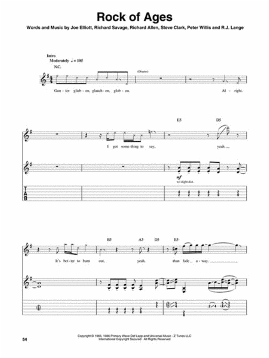 Def Leppard Guitar Tablature scores gallery preview page 5