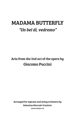 Book cover for Un bel di, vedremo. Aria from "Madama Butterfly"
