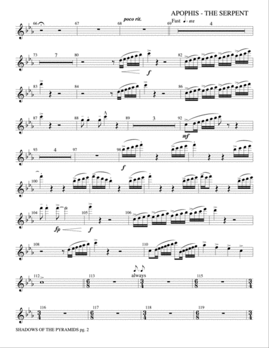 Shadows of the Pyramids: 2nd Flute Concert Band scores gallery preview page 2
