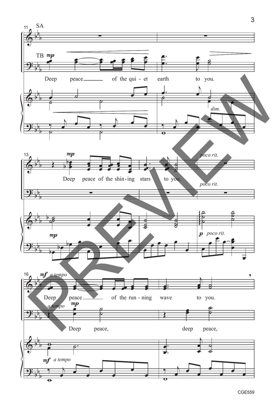 Deep Peace (SATB) 4-Part scores gallery preview page 4