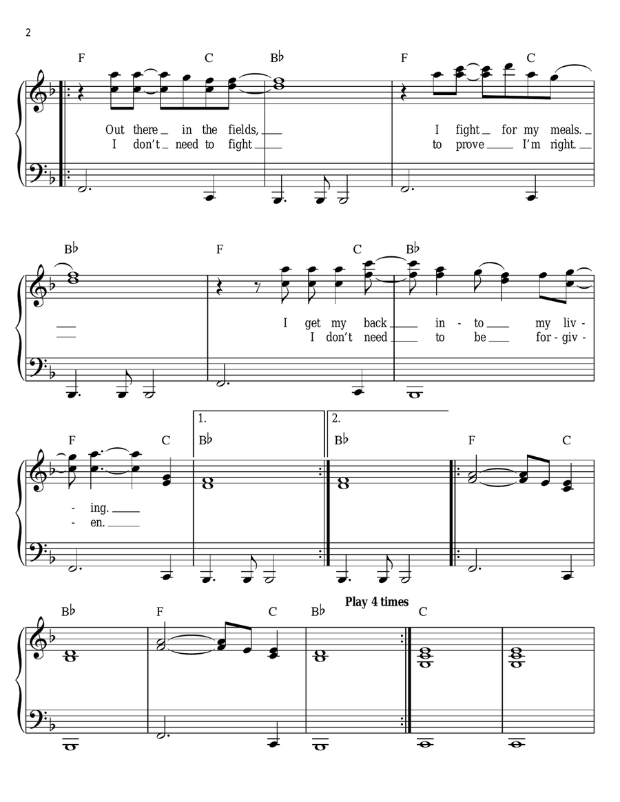 Baba O'Riley Easy Piano scores gallery preview page 2