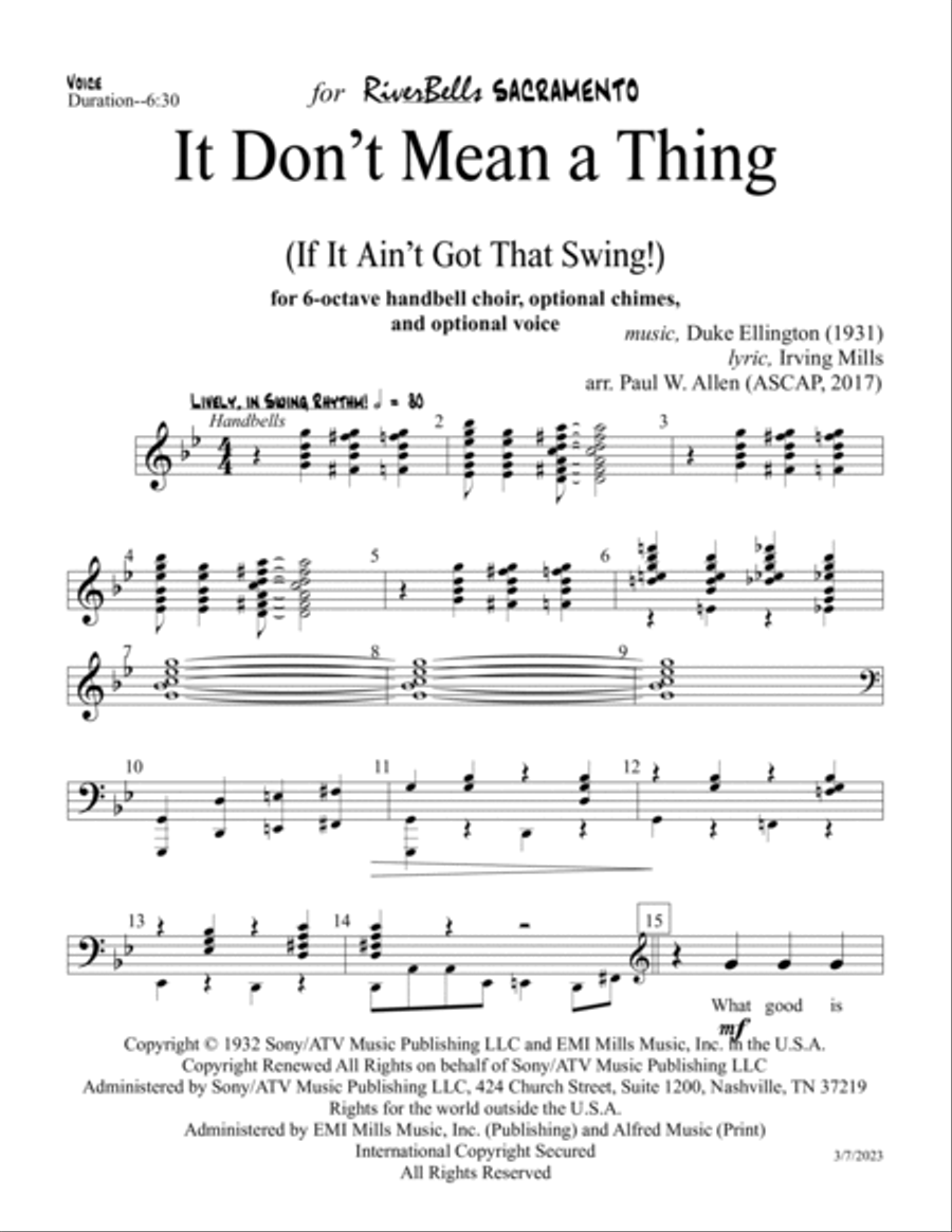It Don't Mean A Thing (if It Ain't Got That Swing) Unison Choir scores gallery preview page 2