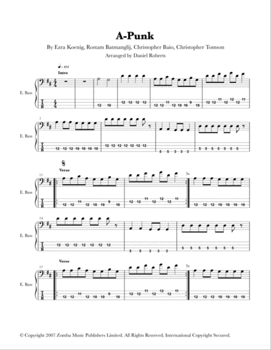 A-punk Bass Guitar scores gallery preview page 1
