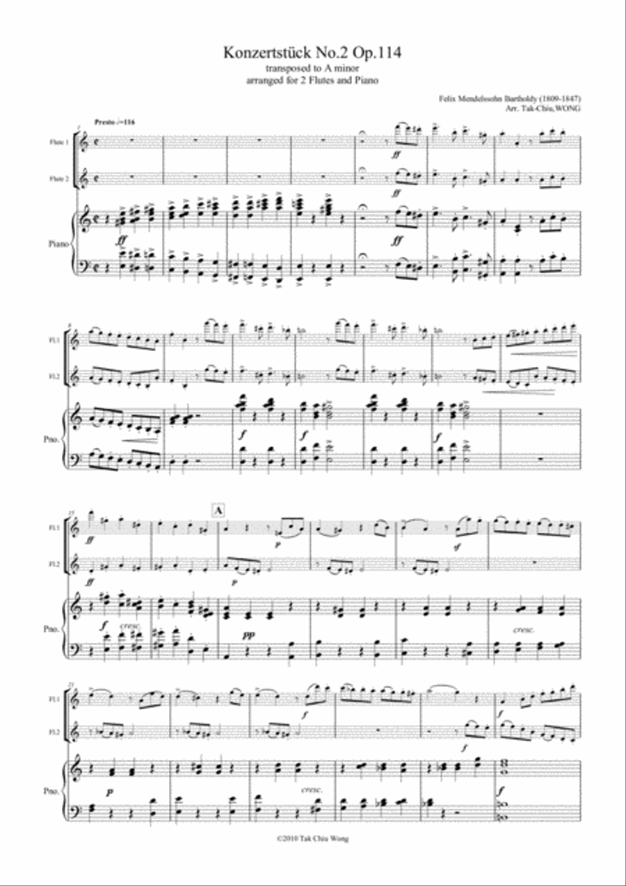 Konzertstück No.2, Op.114 arranged for 2 flutes and piano