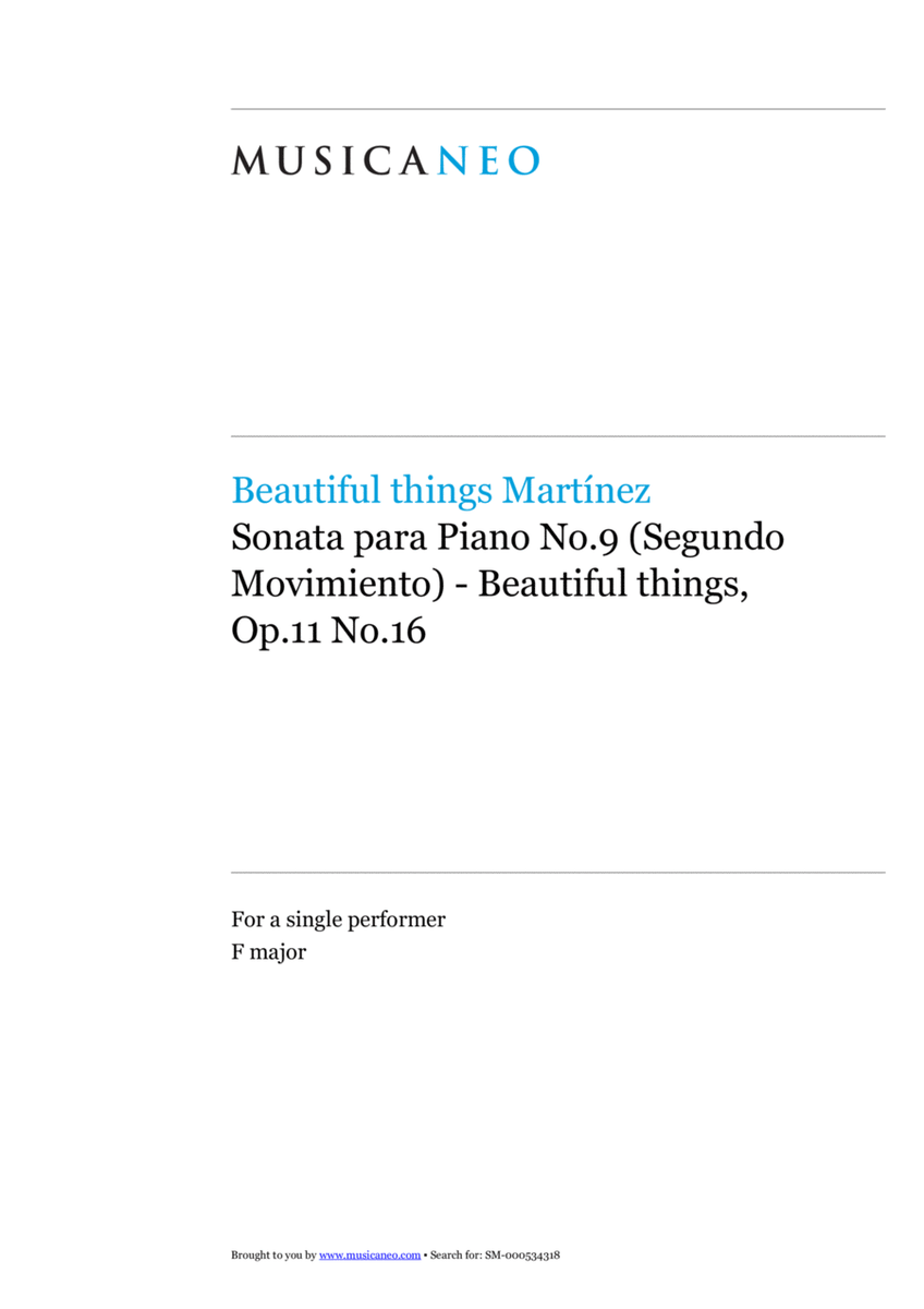 Sonata para Piano No.9 (Segundo Movimiento)-Beautiful things Op.11 No.16